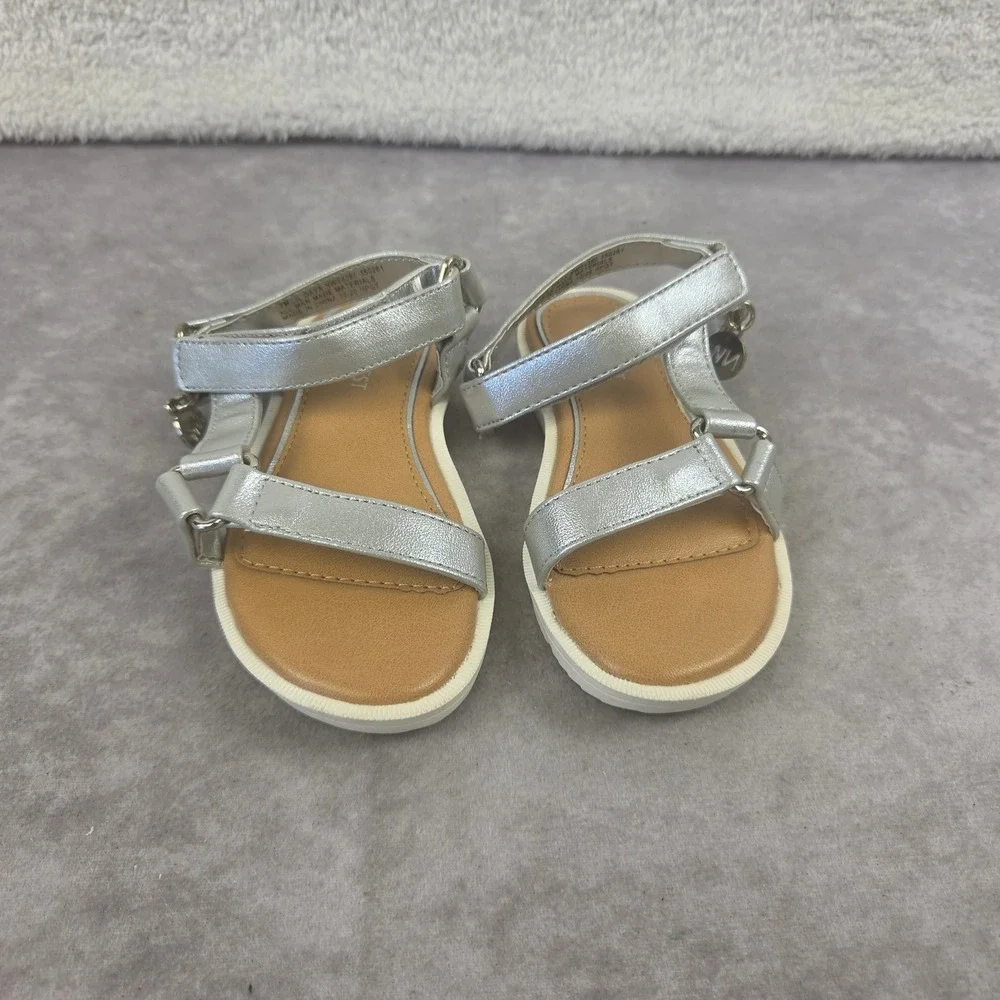 Nine West Toddler Girls Lil Daya Sandals Silver Metallic Strappy NWS4380 7M
